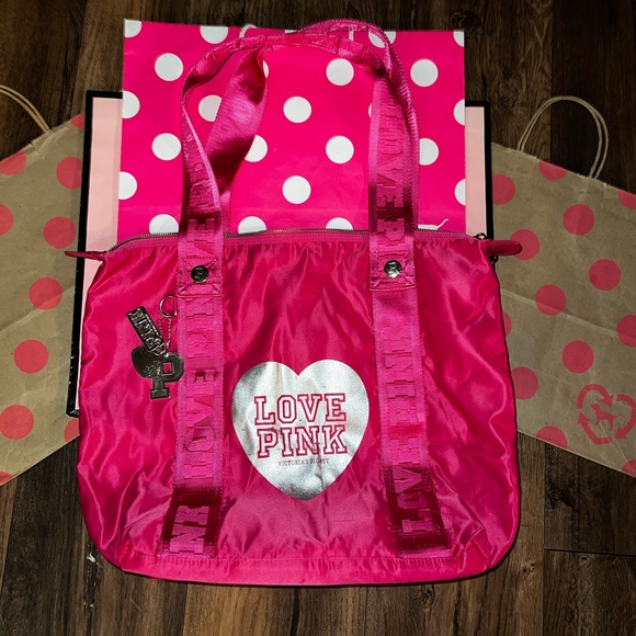 Vintage RARE HTF VS PINK Old School Large Tote Bag. - Picture 1 of 11